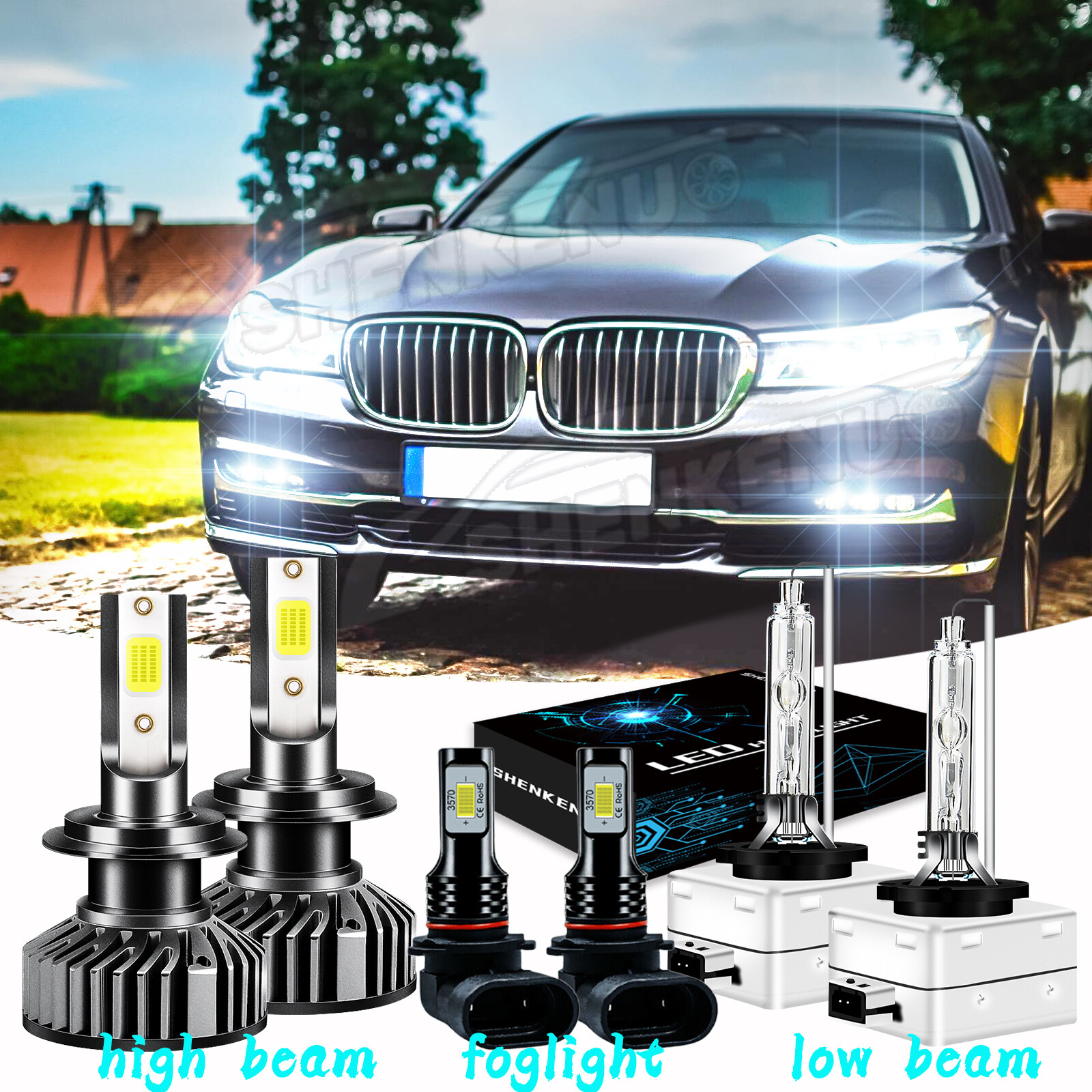 6x Combo LED HID Headlight Hi/Lo Fog Bulbs For BMW 750i 750Li 760Li ...