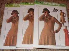 🌺 UNCIRCULATED 1976 SIMPLICITY #7750 - LADIES COWL NECK DRESS PATTERN  SM-LG FF