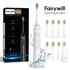 Fairywill Sonic Electric Toothbrush USB Rechargeable 8 Brush Heads 5 Modes Timer