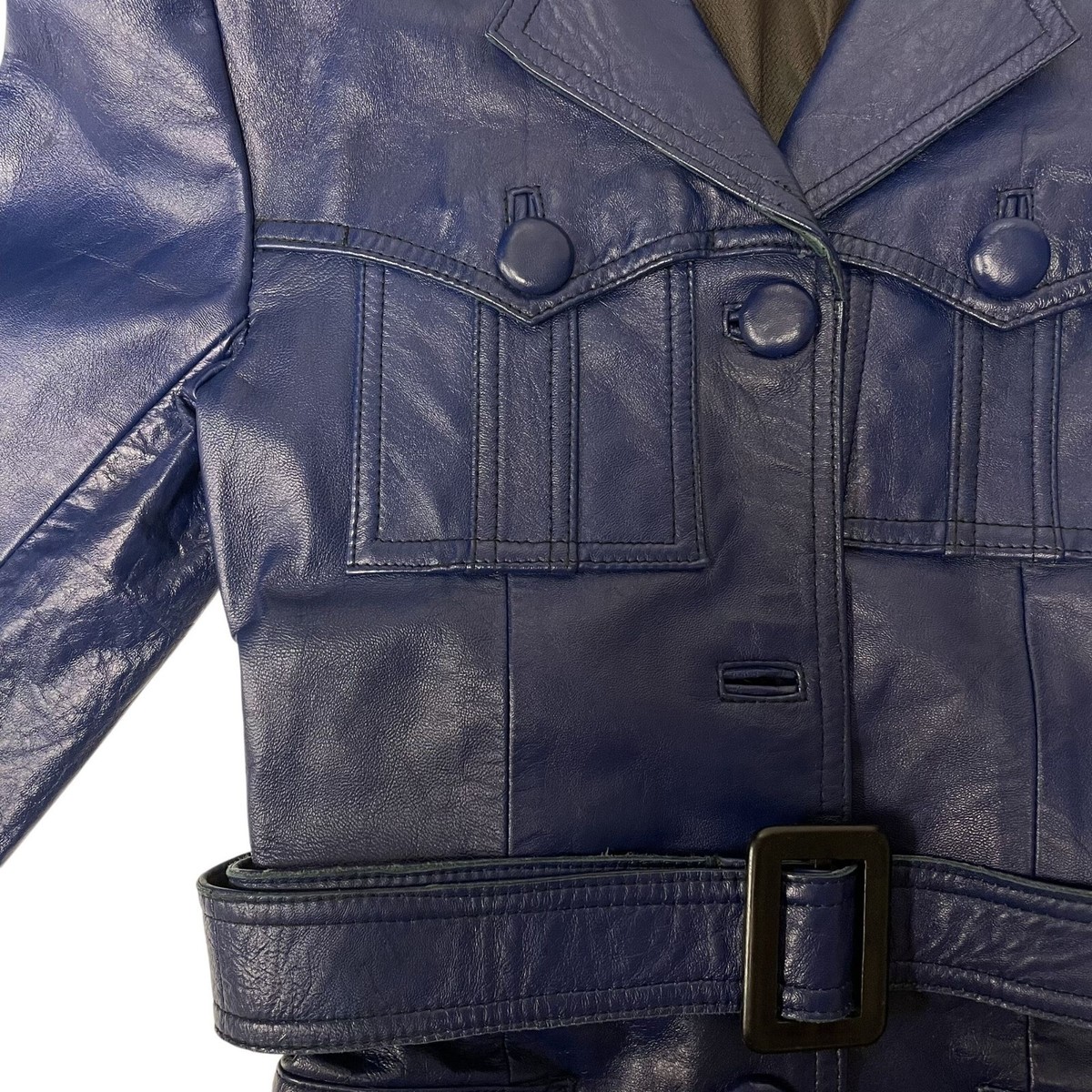 Vtg 70's MoD VIOLET ROYAL Blue Leather Belted Cowboy Western Vtg 70's MoD VIOLET ROYAL Blue Leather Belted Cowboy Western