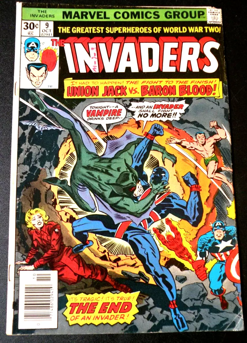 MARVEL COMICS THE INVADERS # 9 3RD APPEARANCE OF BARON BLOOD! VS UNION JACK