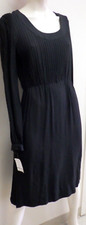 Vtg 60s 70s I Magnin Dress 8 Black Mod Pintucks Lined Scoop Neck Original Tag