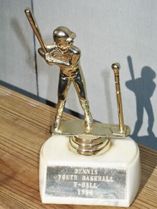 Vintage T-Balll TBALL Baseball Sport TROPHY Little League YOUTH Rec AWARD Peewee