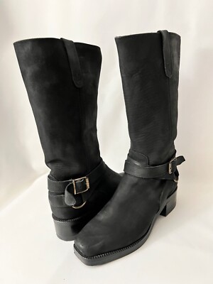 Dingo Boots Black Nubuck Leather Harness Wrap Strap Women's 7.5 B Vintage