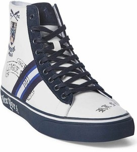 white polo high top sneakers