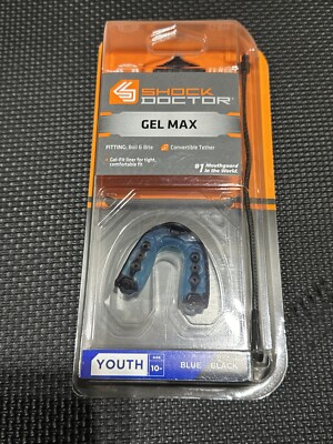 Shock Doctor Gel Max Mouthguard Blue Black Convertible Youth 10-