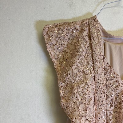 sequin lace shift dress Women's Pale Yellow Sequin Detail Shift Dress