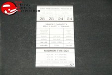 69 Mopar Fullsize Tire Pressure Decal Mopar Part 3400457 825x14 815x15 G70x15