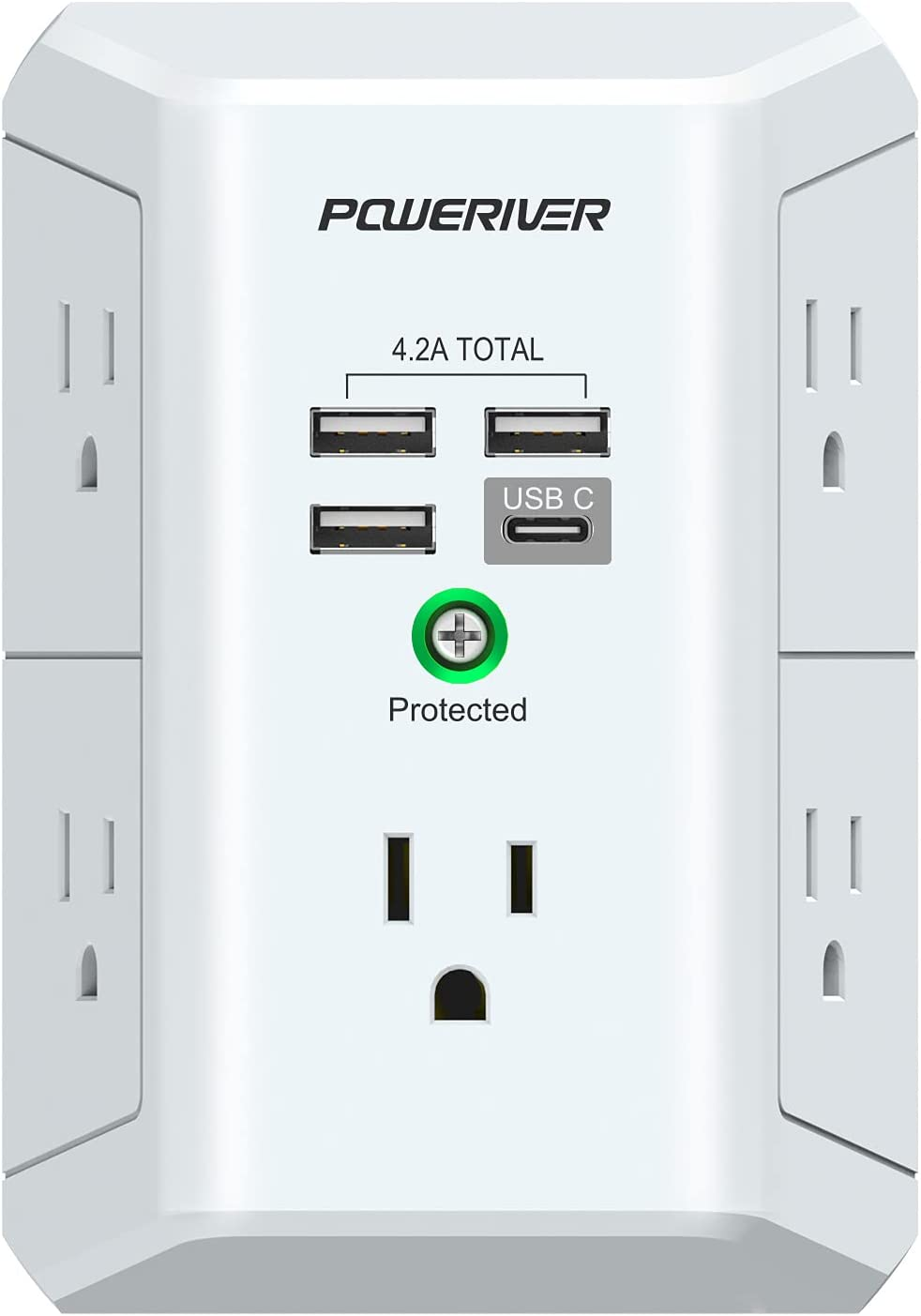 Surge Protector with 4 USB Ports - Multi Outlet Extender for Home, School and Of-image
