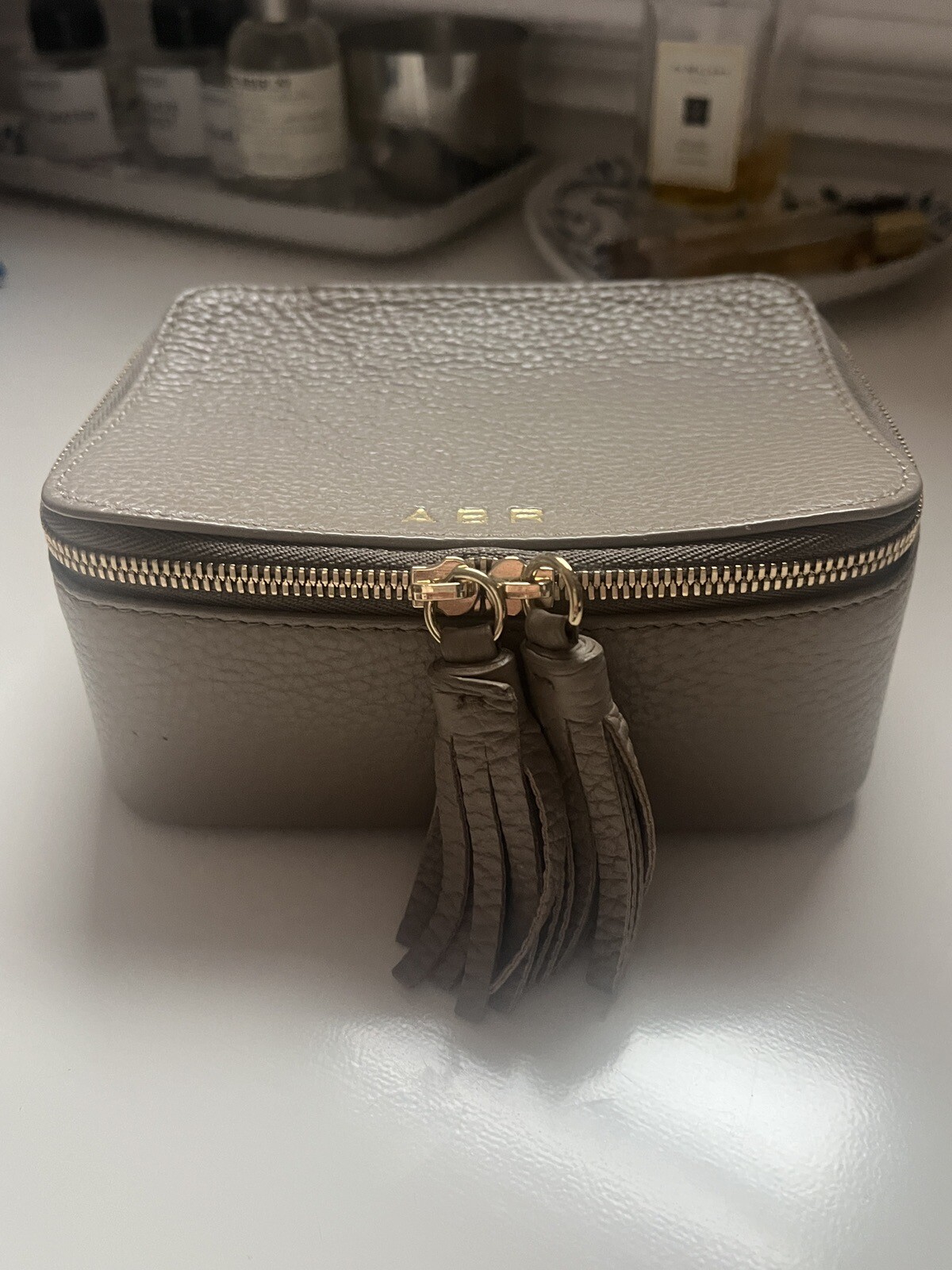 Cuyana Travel Jewelry Case Pebbled Leather Taupe eBay