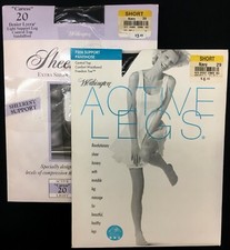 Lot 2 NIP Penneys Size Short Navy Pantyhose Sheer Caress Active Legs Control Top