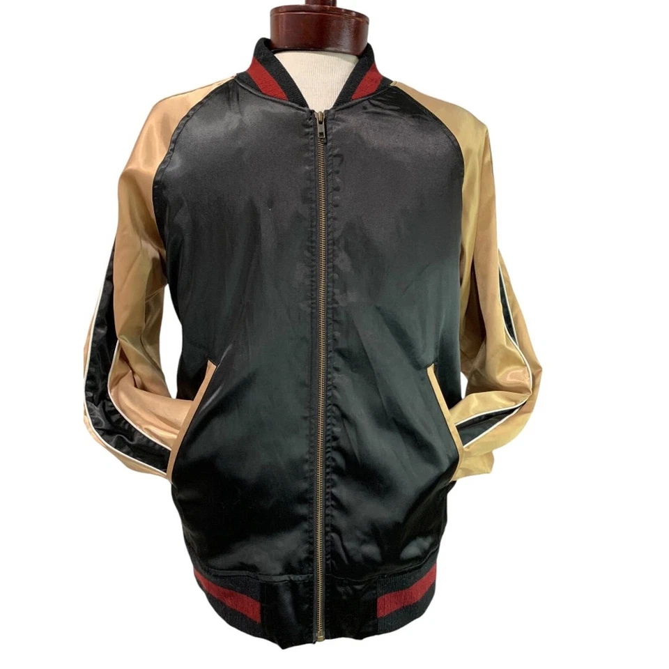 Средний Stussy World Tour 35 черный унисекс куртка-бомбер 1990-х винтажный - Изображение 4 из 4