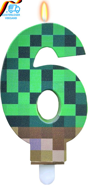 Pixel Geburtstagskerzen Zahlen 6, Pixelmotiv Kerze 6 Geburtstag MäDchen Junge, G-image