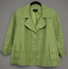Talbots Women's Blazer Linen Lime Green 3 button with pockets Sz 20WP petites