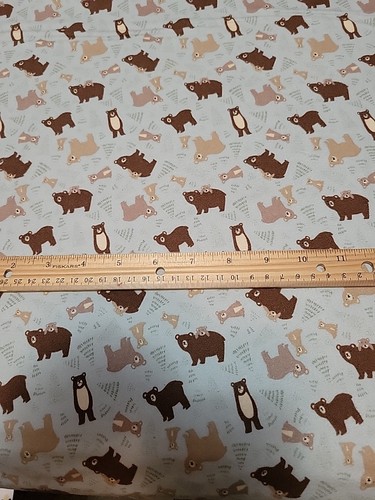2 Riley Blake Green/Blue Eloise And Elmer Bear Flannel Fabric - Picture 1 of 1