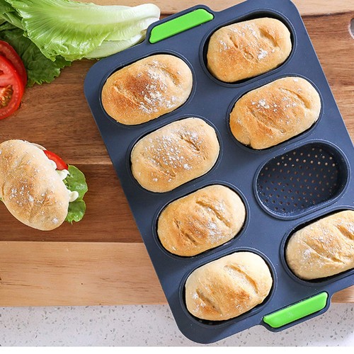 Mini Baguette Baking Tray, Non-Stick Silicone French Bread Baking Mould,DIY 8...