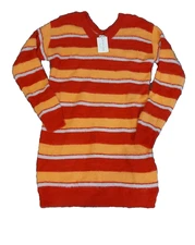 Davi And Dani Sweater Dress womens Large Red Yellow Striped Bodycon Soft Stretch