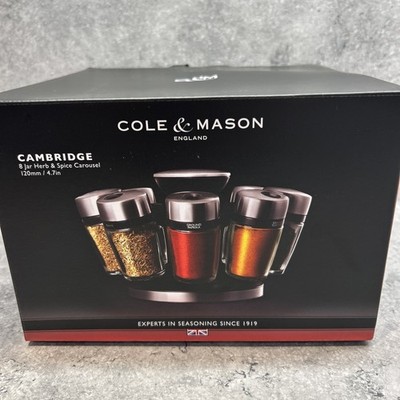 Cole & Mason Cambridge 8 Gläser Kräuter & Gewürz Karussell versiegelt Premium Feel
