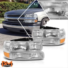 For 99-06 Chevy Silverado/Suburban/Tahoe GMT800 Chrome Housing Bumper Headlights
