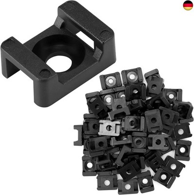 QWORK  200 Stück Schraubbar Kabelbinderhalter für 9mm Kabelbinder - Schwarz Sc