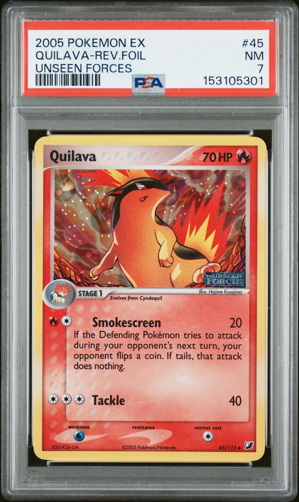 2005 POKEMON EX UNSEEN FORCES #45 QUILAVA-REVERSE FOIL PSA 7