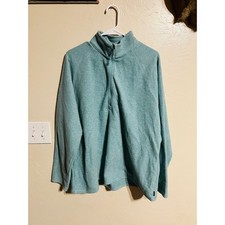 Eddie Bauer Womens XXL Teal Blue Fleece Half Zip Pullover Sweater warm comfy Top