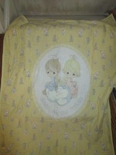 Vintage PRECIOUS MOMENTS Sharing Moments Yellow Baby Blanket 45  x 35  