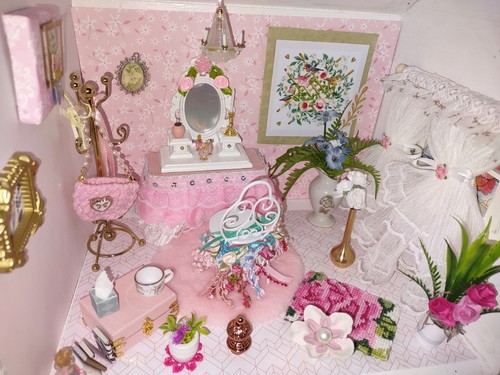 Dollhouse Furniture Lot 1:12 Bedroom Vanity Set Shabby Chic - Picture 15 of 16