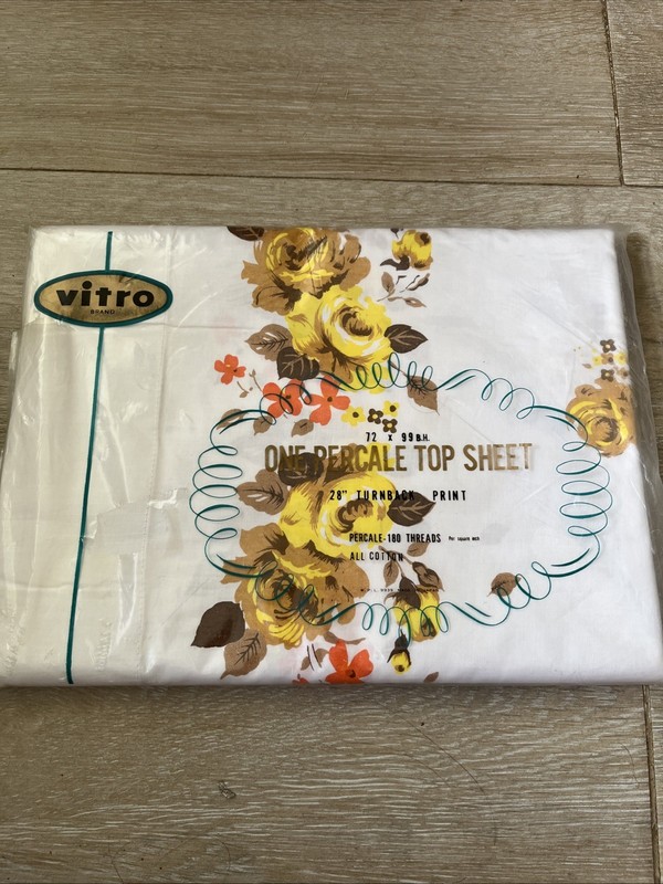 Vintage Vitro 1970’s Twin Top 100% Cotton Sheet Made In Japan Sealed