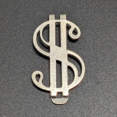 Mid-century Sterling Silver Money Clip Dollar Sign Hallmarked Star BALLOU