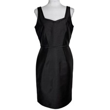 NWT Talbots Wool Silk Sheath Dress Size 10 Petite Shantung Satin Black Tie LBD
