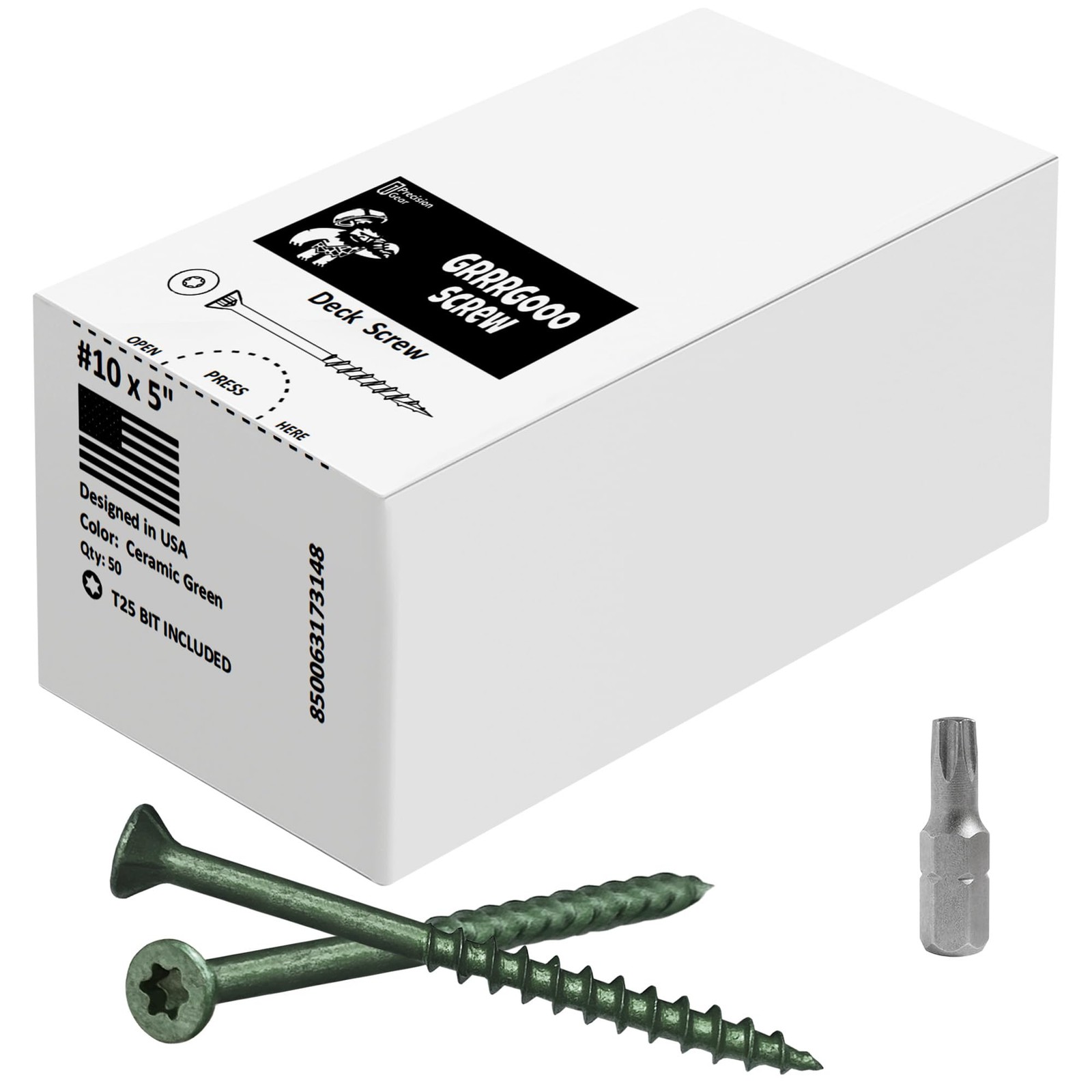 Green #10 5-Inch Deck Screws 50-Pack Star Drive Wood Fasteners