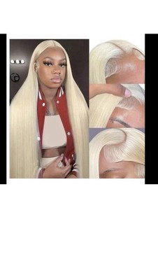 14inches 613 Lace Front Wig Human Hair 13x6)Blonde Straight HD Transparent Lace