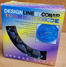 Conair Shower Radio Vintage Translucence Blue AM/FM Carry Strap Design Line 00's