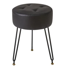 Faux Leather Round Footrest Stool, Makeup Vanity Stool Side Table, PU Dressin...