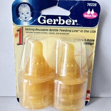 Vintage Gerber Baby Bottle Rubber Amber Nipples 6 nipples 2004