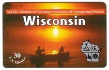 30m Wisconsin Association of Campground Owners (WACO) Canoe & Sunset Phone Card