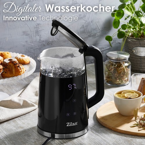 Glas Wasserkocher mit Temperatureinstellung (40°C-100°C) 1,7 Liter 2200 Watt - Bild 2 von 7