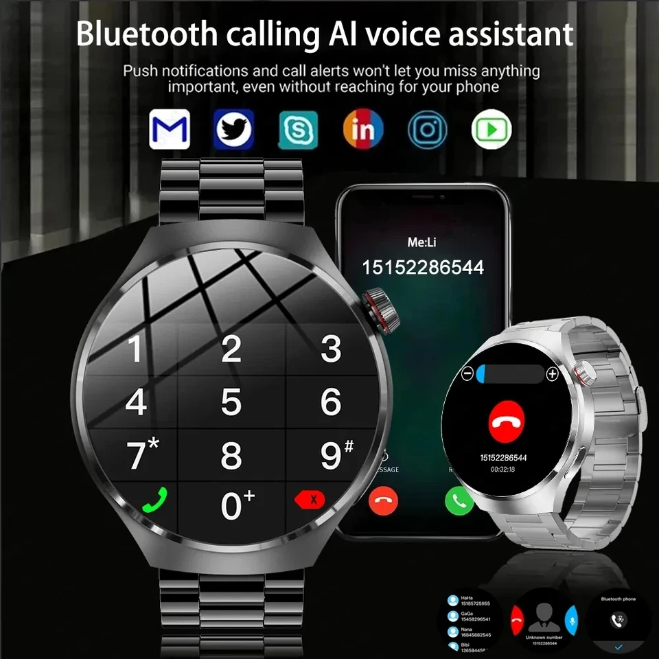 2025 GT4 Pro Waterproof Smart Watch NFC AMOLED Bluetooth Call for Men Women Gift - image 4 of 4