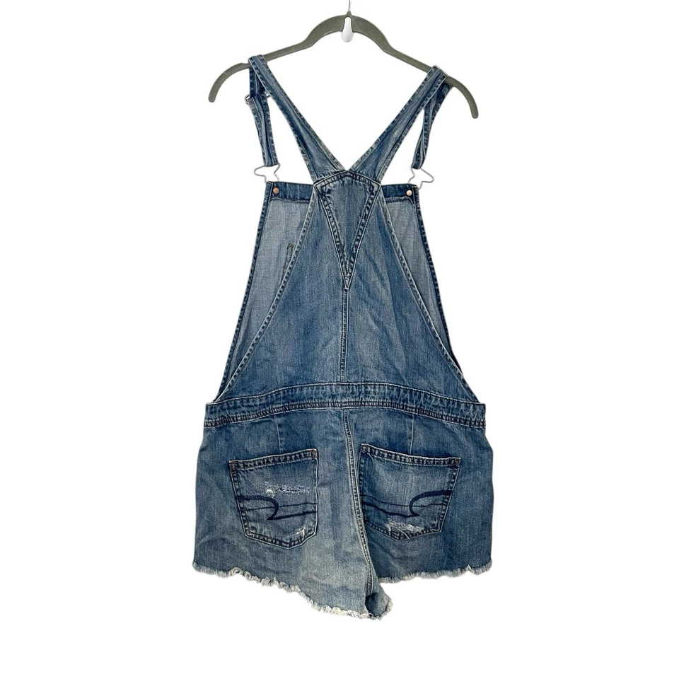 Mono Mameluco Denim L Azul Envejecido Rasgado Pantalones Cortos American Eagle Foto 4 de 4