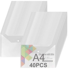 40 Stück Dokumentenmappe mit Druckknopf A4 Dokumententasche Transparent Sicht...