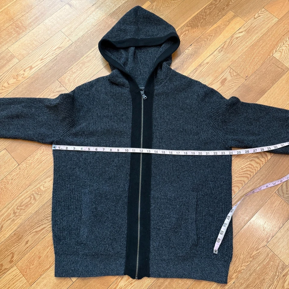 Banana Republic Italian Yarn Wool Nylon XL Ribbed Sweater Hoodie Full Zip Knit - Image 3 of 4