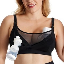 Momcozy Mesh Support Pumping Bra Hands Free Suitable for 36C-44G, Comfortable Pl