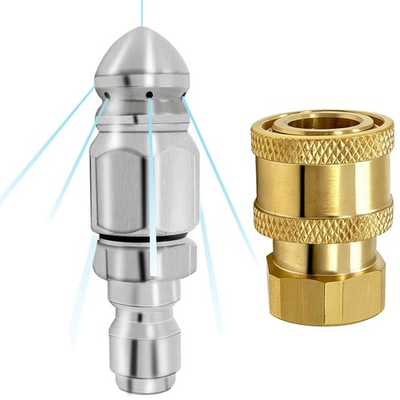 #ad 2 Pack Sewer Jetter Nozzle Kit with Pressure Washer Coupler Stainless Steel ... $11.07