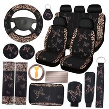 43 Pcs Butterfly Car Seat Full Set Butterfly Car Brown Leopard Print