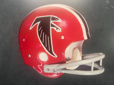 Vtg 1970s Atlanta Falcons NFL RIDDELL Football Helmet CARDBOARD Sign Plaque