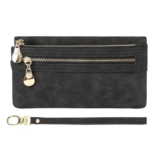 Women PU Leather Card Holder Multi Pocket Large Long Wristlet Clutch Wallet, ...