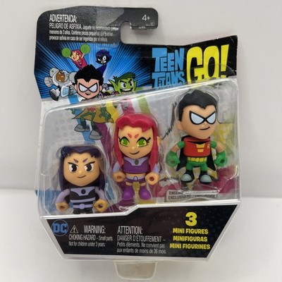 2016 DC Team Titans Go! 3 Mini Figures Starfire, Raven Robin Package Damaged