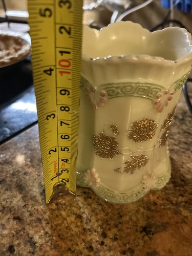 Northwood Chrysanthemum Sprig Custard Glass Spooner Vase 4.5x3.5” DECO - Picture 7 of 10