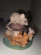 Charming Tails Silvestri Dean Griff Mushroom and Leaf Mouse Snail Figurine AS IS